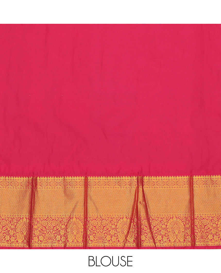 Turquoise Budget Silk Saree, Delicately Woven with Zari Buttas and Checks, a Contrast Traditional Zari Border, Grand Pallu, and a Contrast Blouse