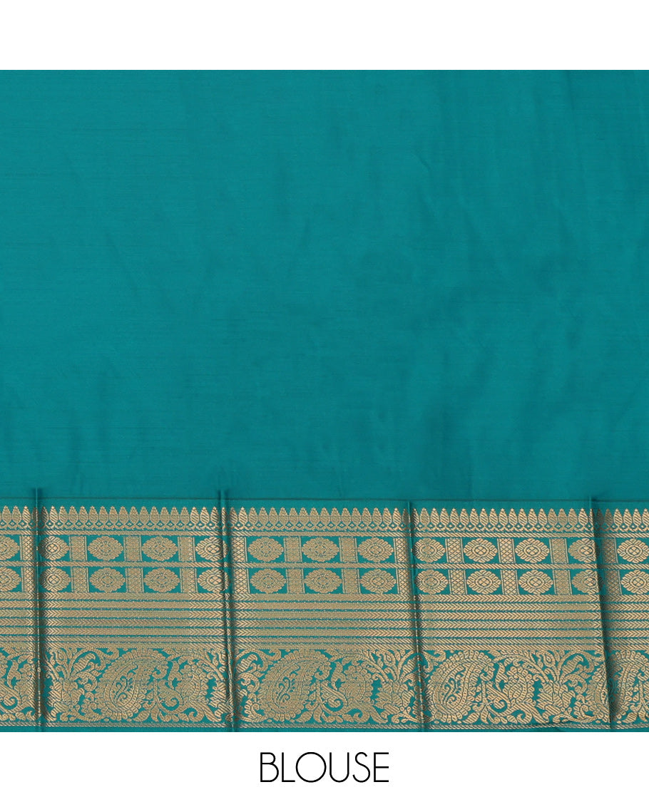 Blue Budget Silk Saree, Delicately Woven with Zari Buttas, a Contrast Traditional Zari Border, Intricate Pallu, and a Contrast Blouse