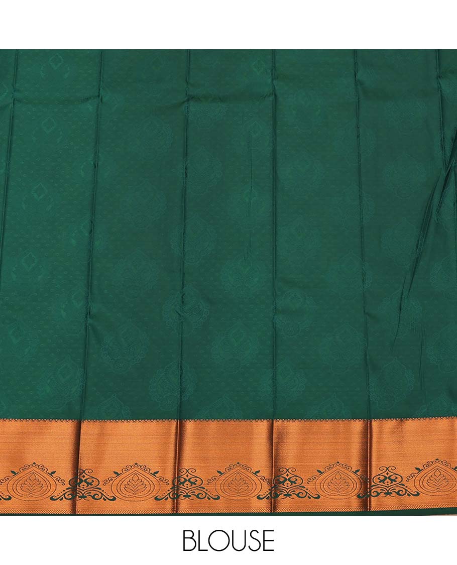 Orange Budget Silk Saree, Enlivened with Floral Zari Design, Complemented by Contrast Traditional Zari Border, a Grand Pallu and a Contrast Blouse