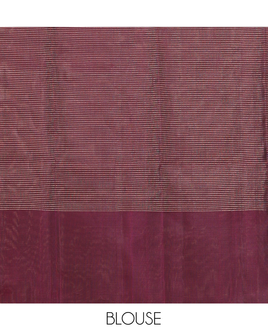 Green Checked Mayuri Lite Silk Mix Saree, Contrast-Uniquely Woven Zari Border, Grand Pallu, and a Contrast Blouse
