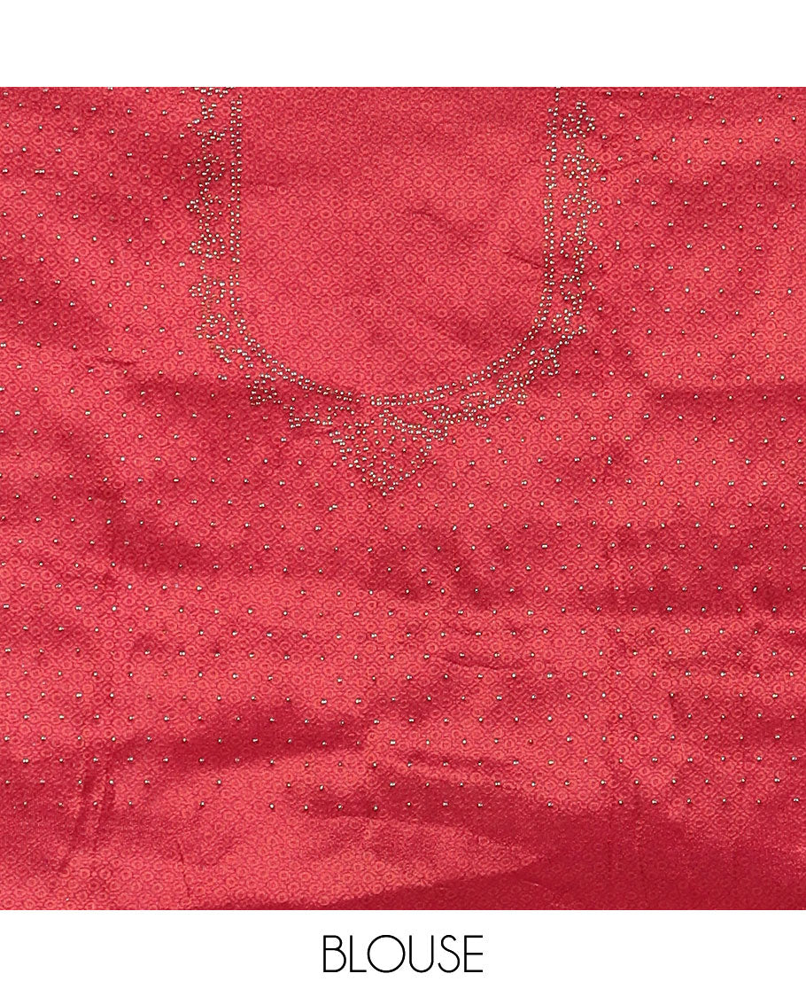 Blue banaras softy half-saree, brocade skirt, contrast traditional border, brocade blouse & stonework scallop georgette dhavani