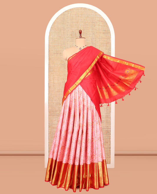 Pink Pure Silk Half-Saree