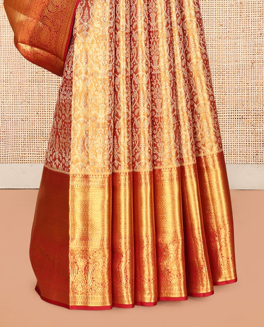 Orange Kanchipuram Tissue Silk Saree