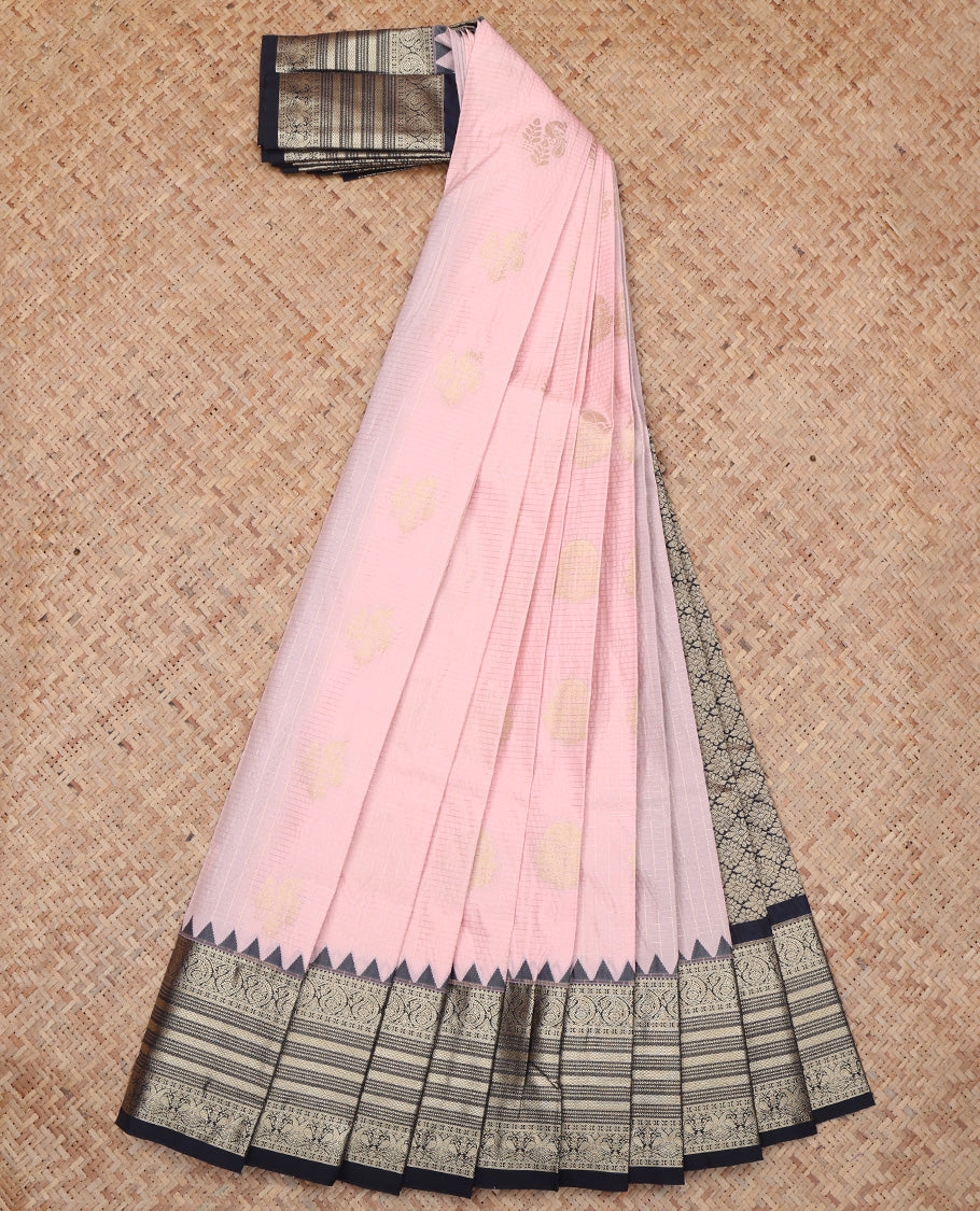 Baby Pink Stripes Budget Silk Saree