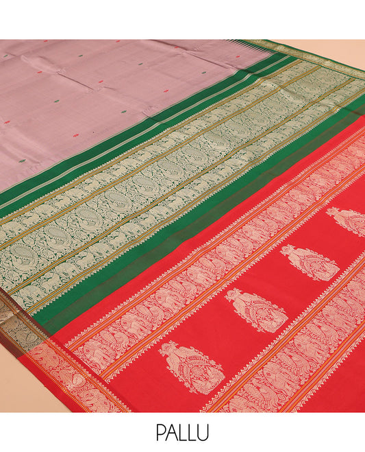Pale Brown Kanchipuram Chettinad Saree