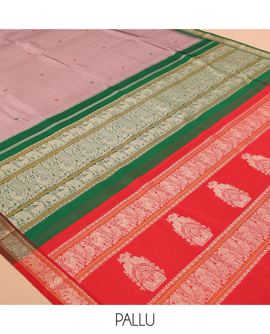 Pale Brown Kanchipuram Chettinad Saree