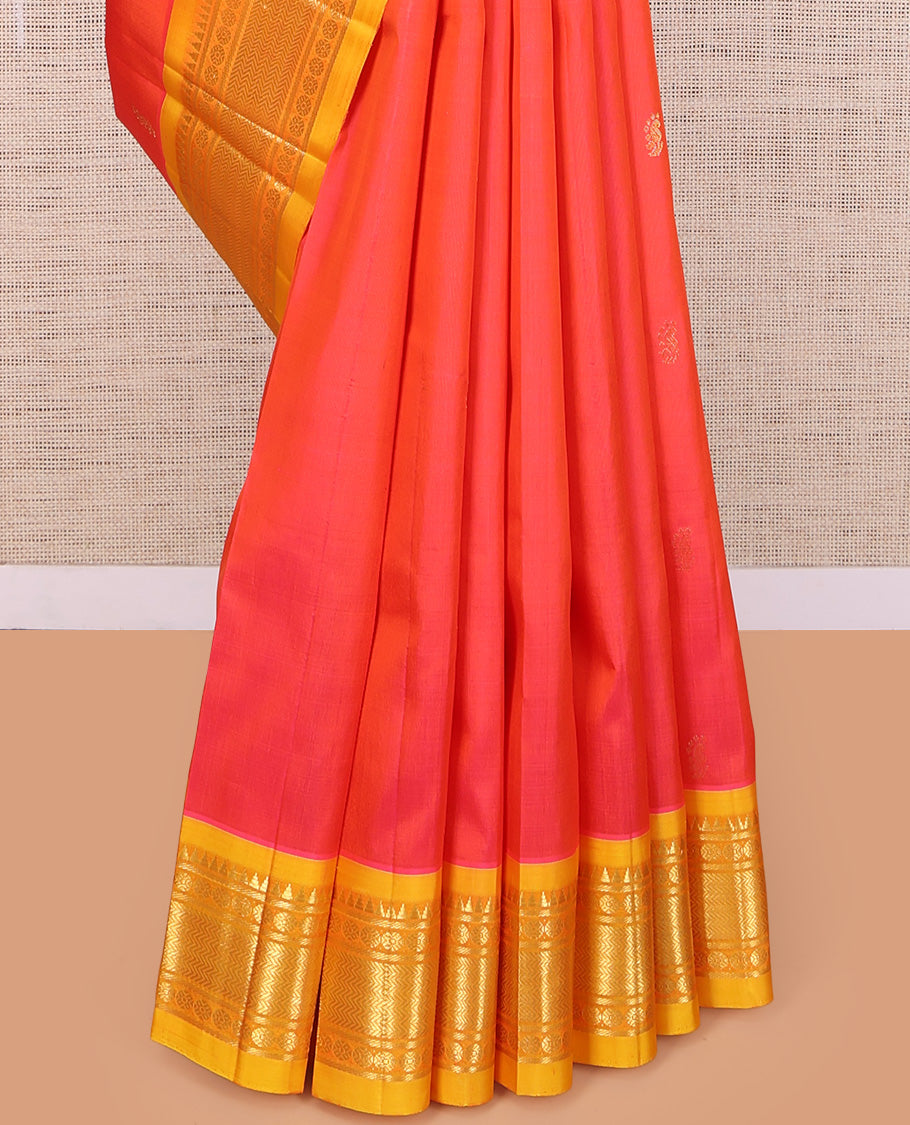 Orange Contrast Kanchipuram Silk Saree