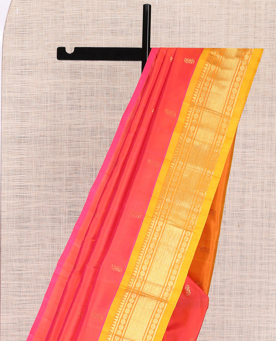 Orange Contrast Kanchipuram Silk Saree