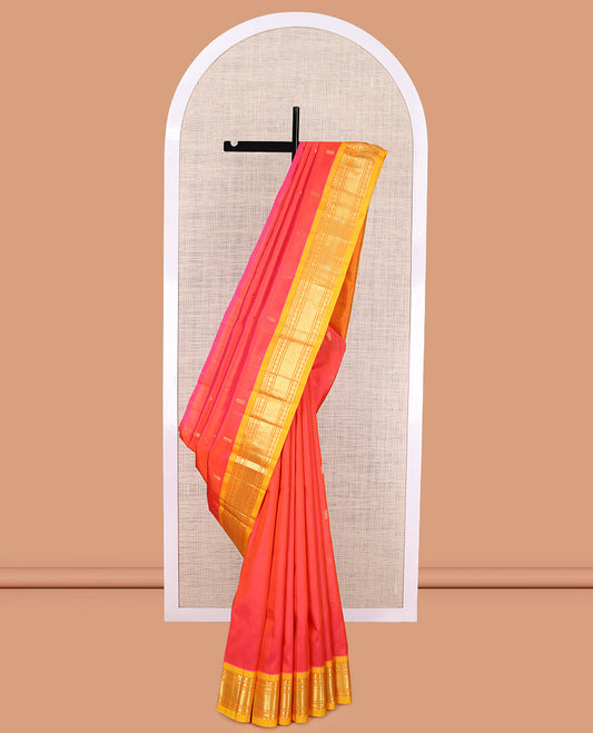 Orange Contrast Kanchipuram Silk Saree