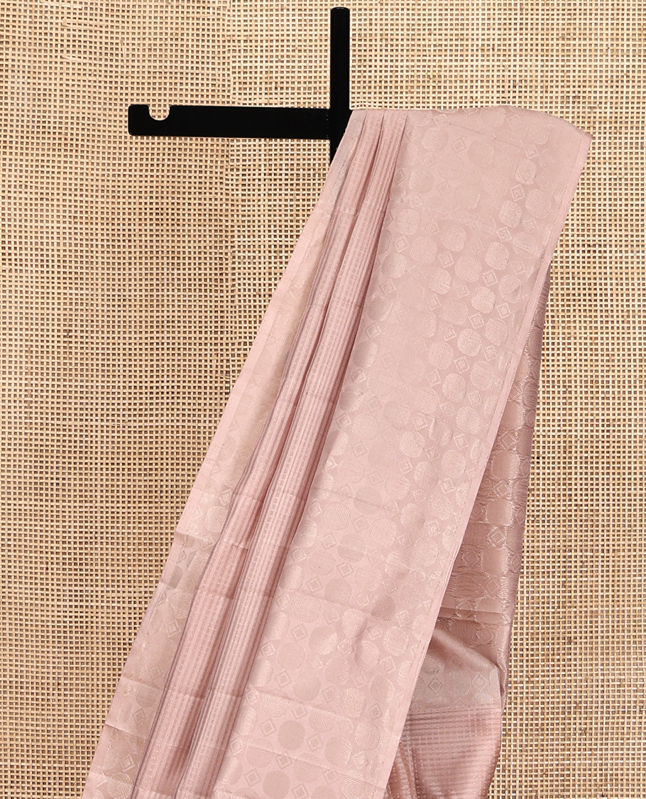 Beige Mayuri Soft Silk Saree, Subtly Sparkled With Stripes On Its Body, Sparsely Woven Border, Intricate Pallu and Paired with a Matching Blouse