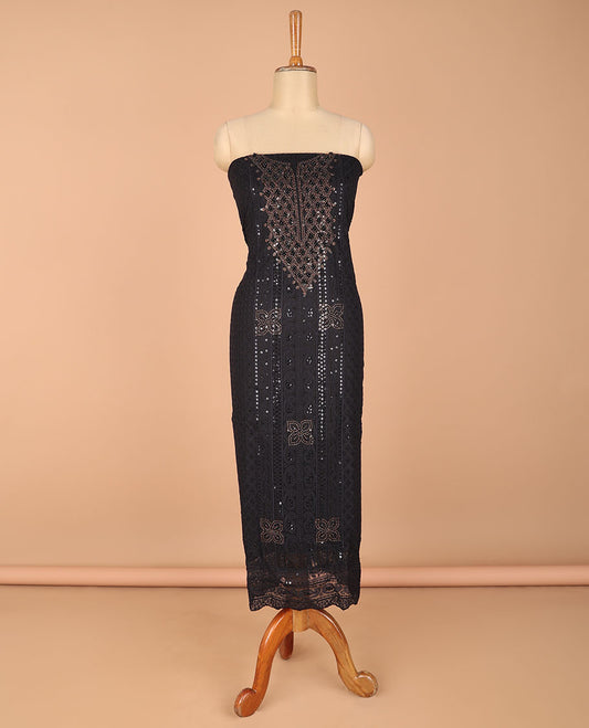 Black chudidhar material shifili all-over stone work with hand peats top with crape material pants & chinnon material pakistani print , mirror work dupatta