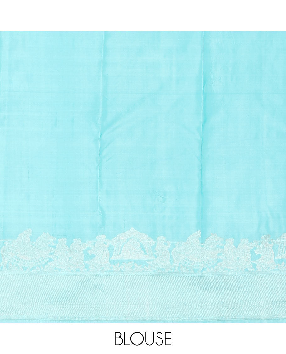 Light blue  floral buttas silk saree with self border of wedding, banaras design & zari design pallu