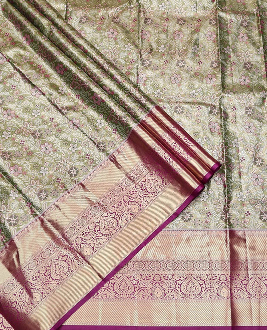 Green Art Silk Half-Saree