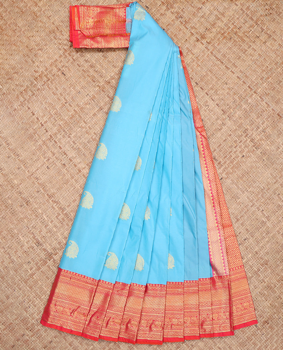 Blue Paisley Buttas Budget Silk Saree