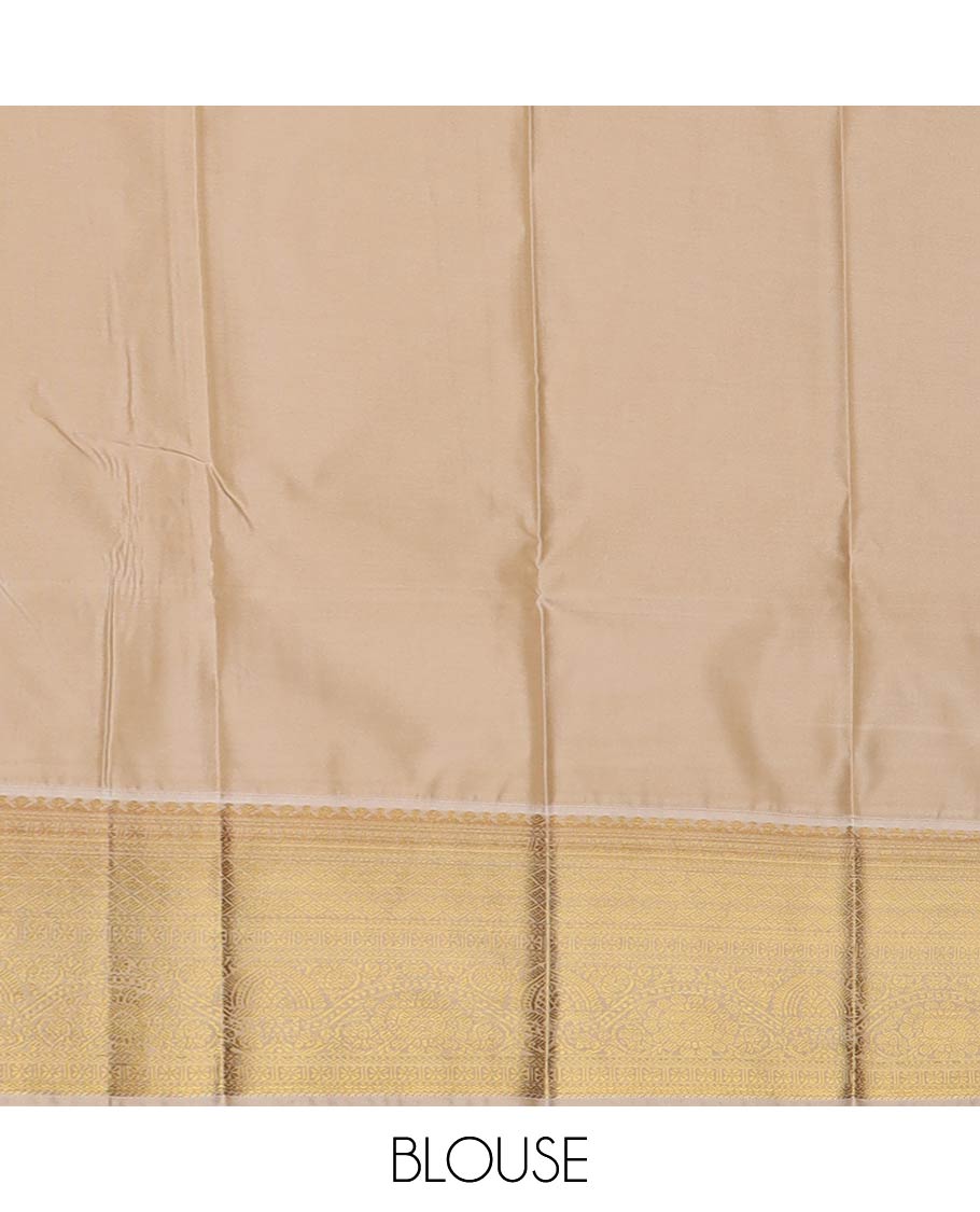 Orange zari buttas gift saree, contrast traditional zari design border, and jaal pallu