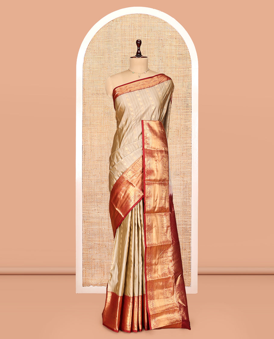 Pale Brown Zari Buttas Gift Saree