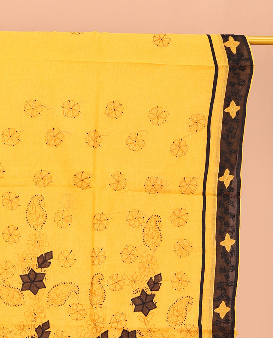 Yellow Lucknowi Chikankari Saree