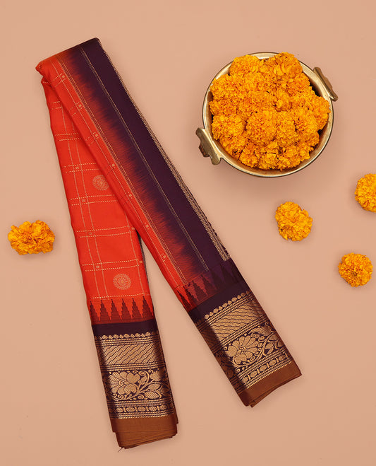 Orange Gadwal Silk Saree