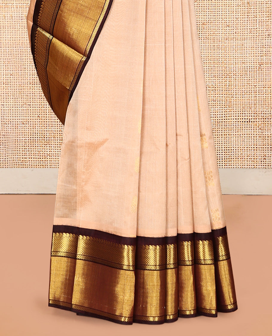 Sandal Zari Border Kuppadam Silk Saree