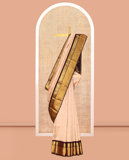 Sandal Zari Border Kuppadam Silk Saree