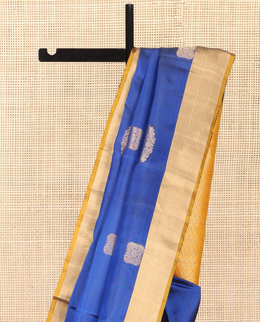 Blue Mayuri Lite Silk Mix Saree, Finely Crafted with Zari Buttas, a Contrast Border, Intricate Pallu, and a Contrast Blouse