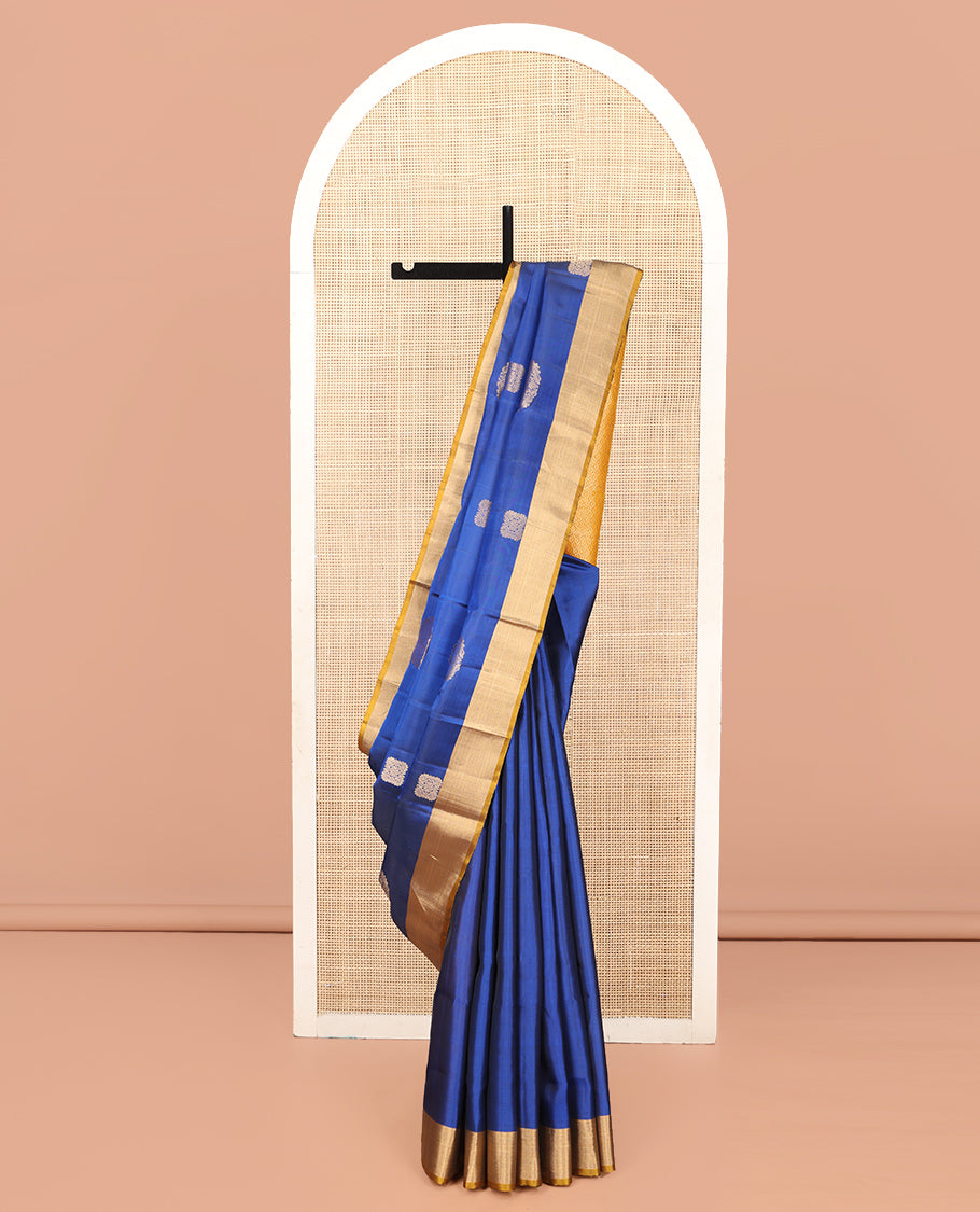 Blue Mayuri Lite Silk Mix Saree, Finely Crafted with Zari Buttas, a Contrast Border, Intricate Pallu, and a Contrast Blouse