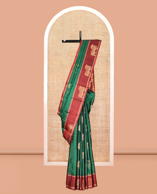 Green Mayuri Lite Silk Mix Saree