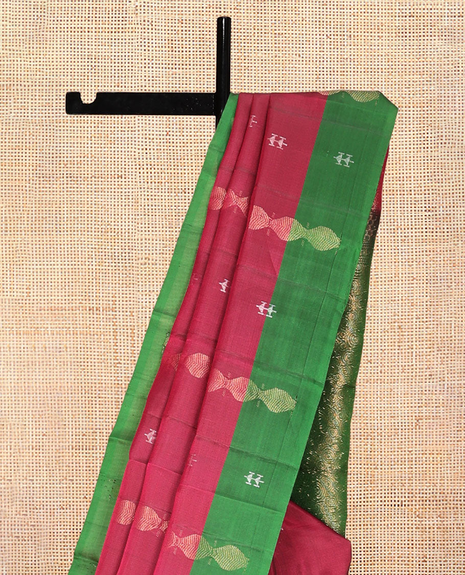 Red Scallop Design Mayuri Lite Silk Mix Saree