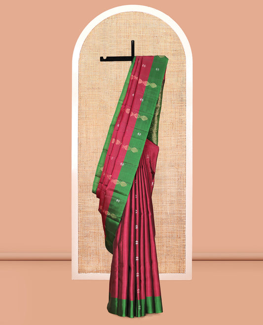 Red Scallop Design Mayuri Lite Silk Mix Saree