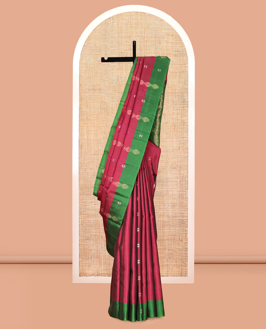 Red Scallop Design Mayuri Lite Silk Mix Saree