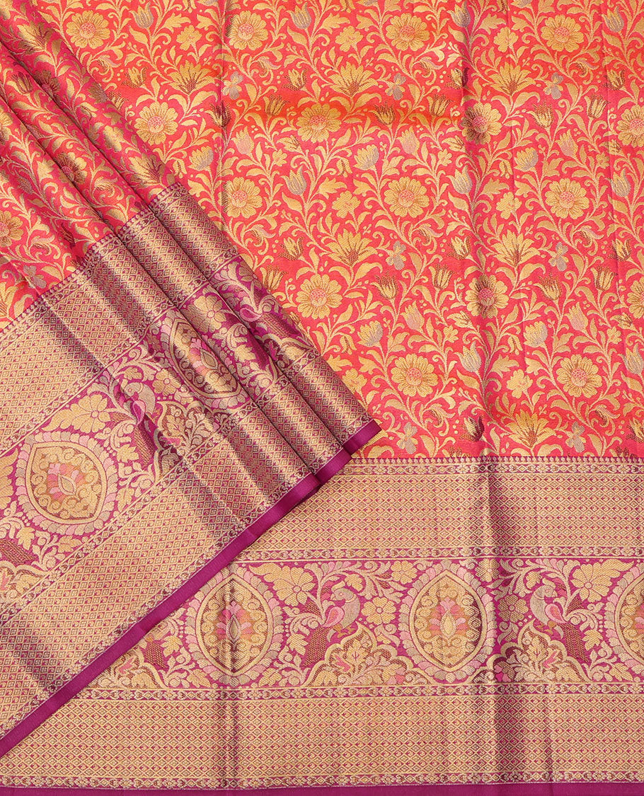 Pink Pure Silk Pavadai Material Set