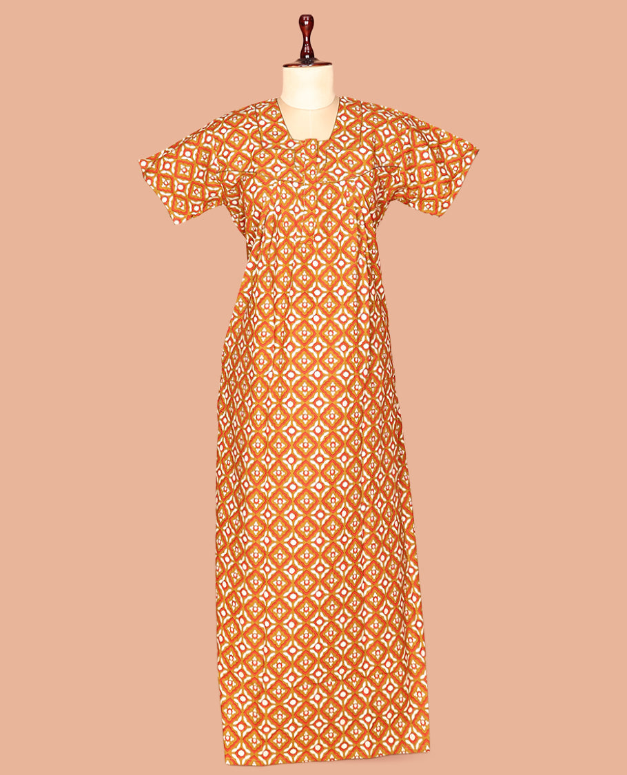 Yellow Cotton-Blended Nighty