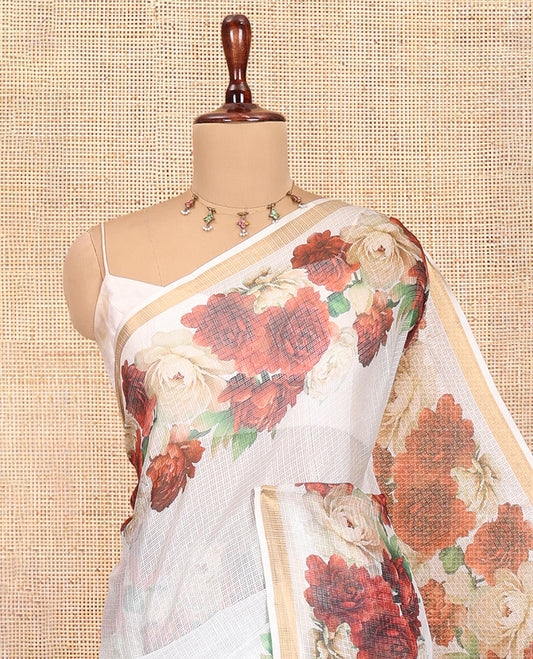 Cream Kota Chex Saree