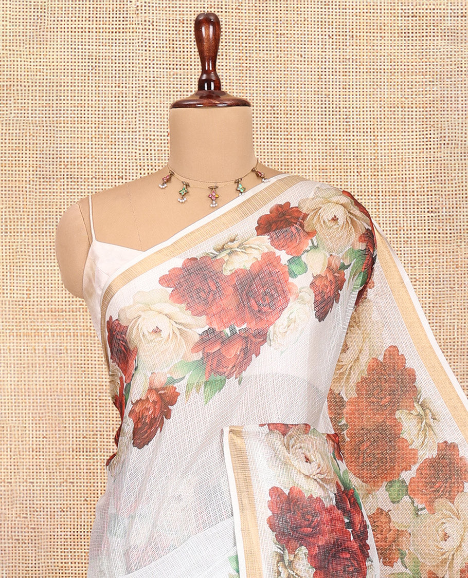 Cream Kota Chex Saree