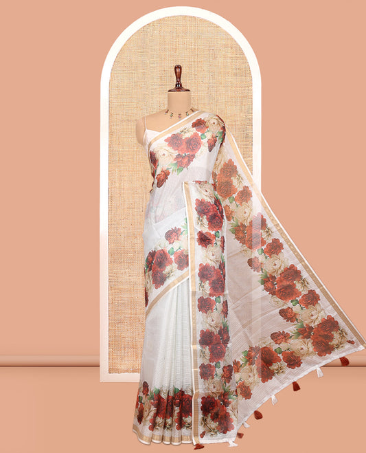 Cream Kota Chex Saree