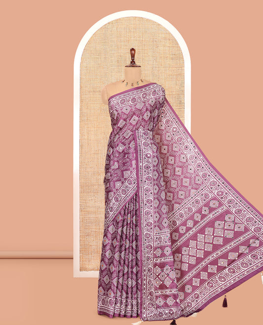 Purple Crepe Saree