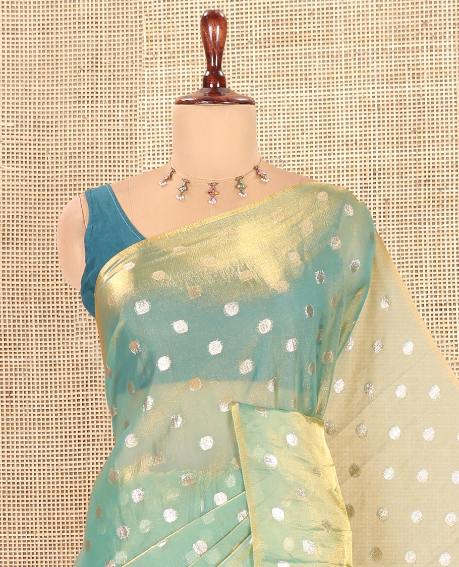 Borderless Sea Green Fendy Chiffon Saree