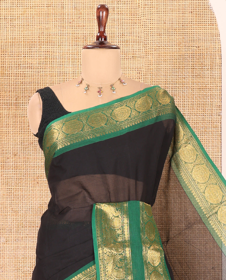 Black Plain Chettinad Cotton Saree