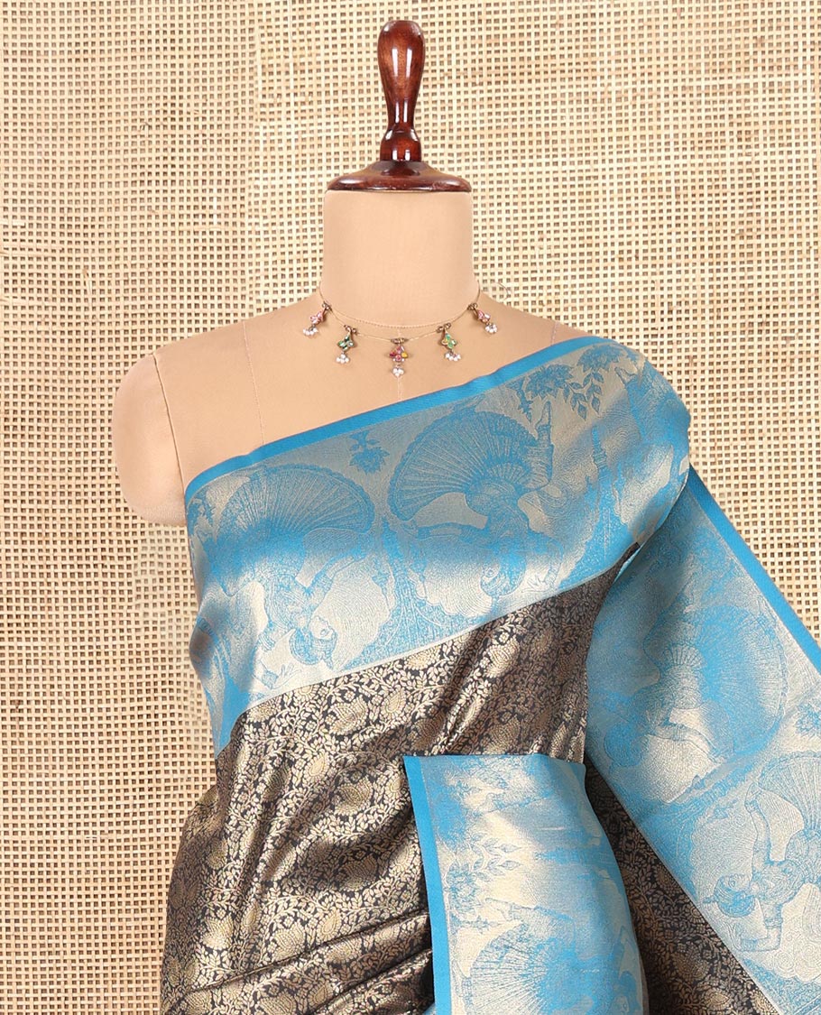 Black Semi-Soft Silk Saree