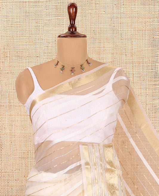 Off-White Semi-Organza Saree