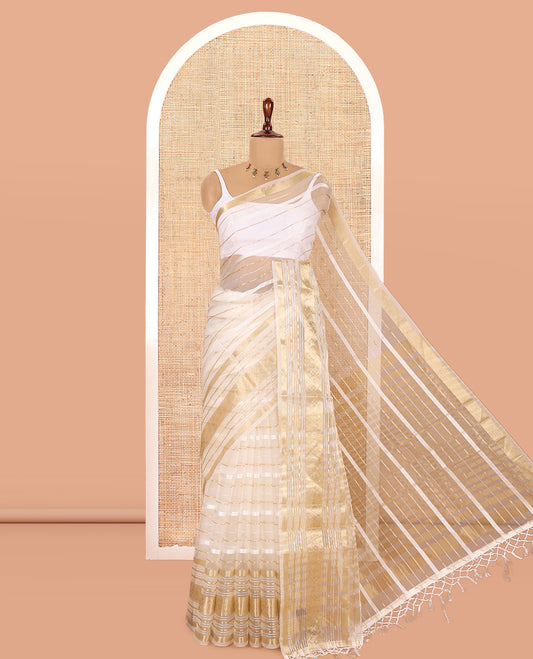 Off-White Semi-Organza Saree