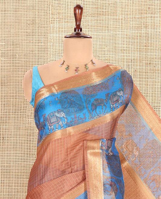 Mustard Kota Chex Saree