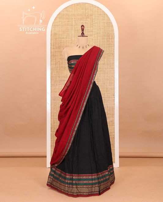 Black Mercerised Cotton Half-Saree