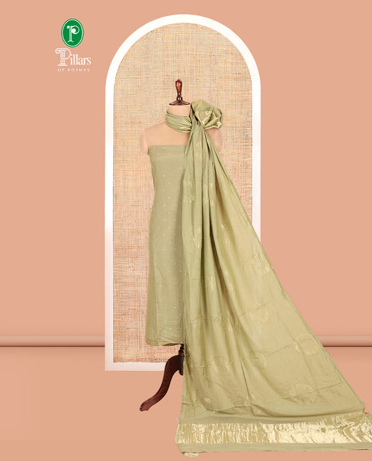 Green Mul Chanderi Tissue Material Chudidar Set