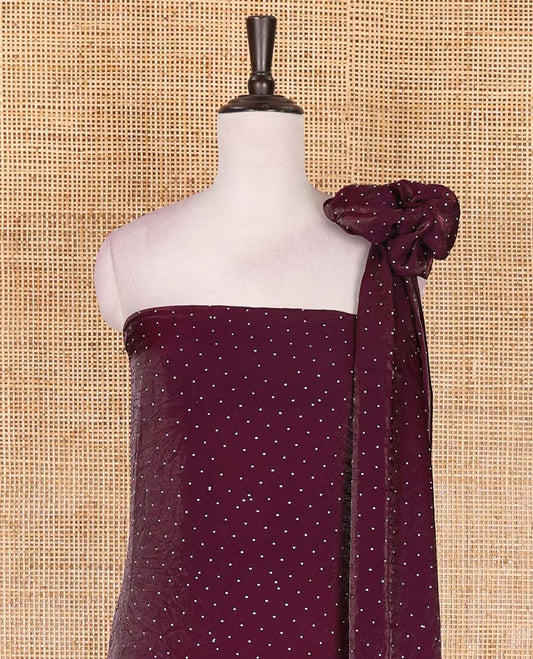 Purple velvet organza material chudidar set, micro stone embedded with floral micro-stone embroidered top, Italian crepe bottom, and micro stone embroidered dupatta