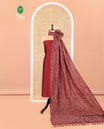 Maroon Vichitra Silk Material Churidar Set, Subtly Made Plain Top, a Plain Santoon Bottom, and Paired with a Vichitra Silk Bandhani Dot Enclosed Checked Dupatta
