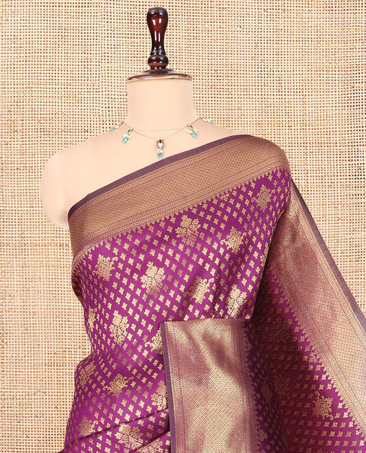 Purple Semi-Silk Saree, Enriched with Jacquard Design, a Traditional Zari Border, Grand Pallu, and a Matching Blouse-Trisha-Inspired