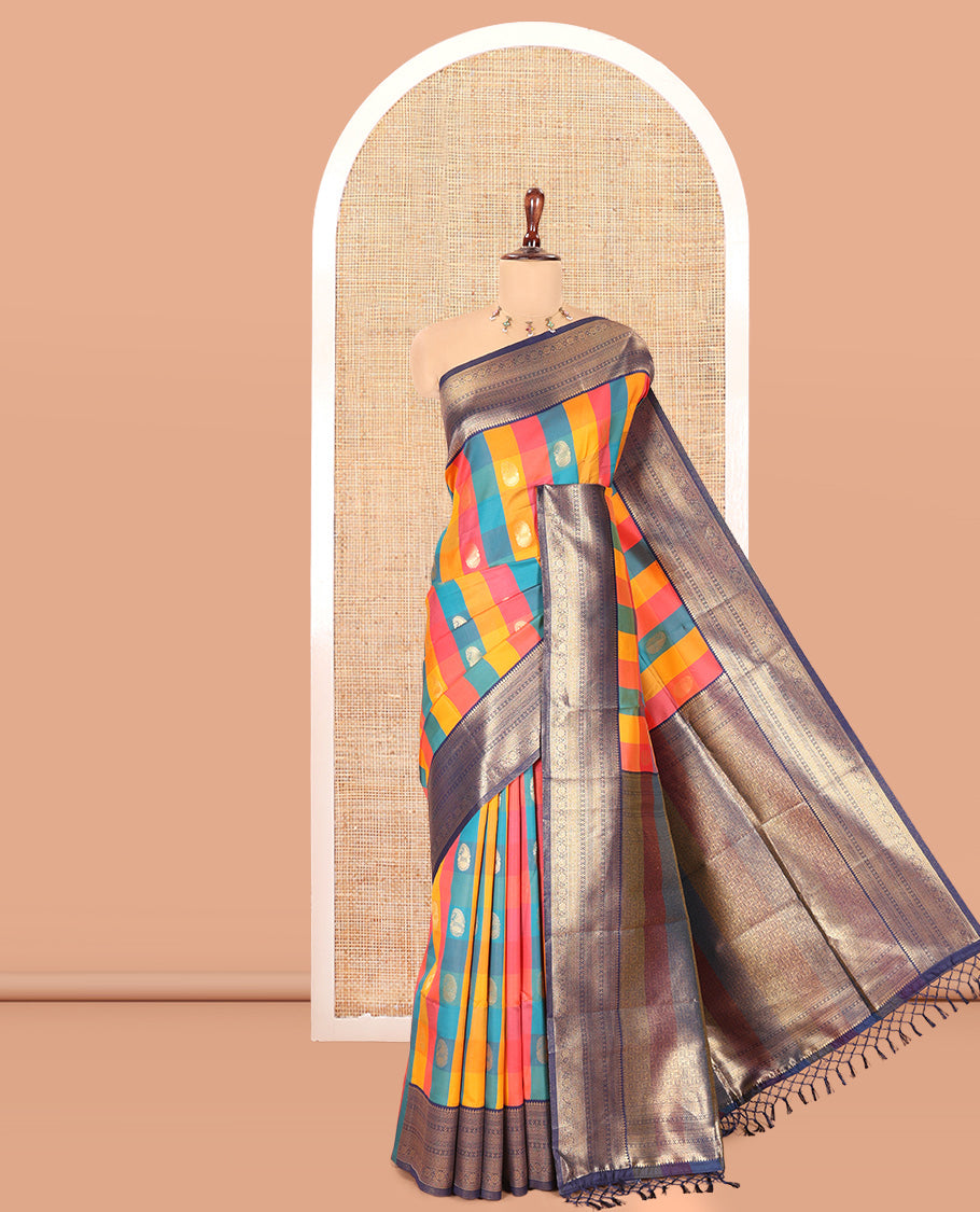 Navy Blue Semi Soft Silk