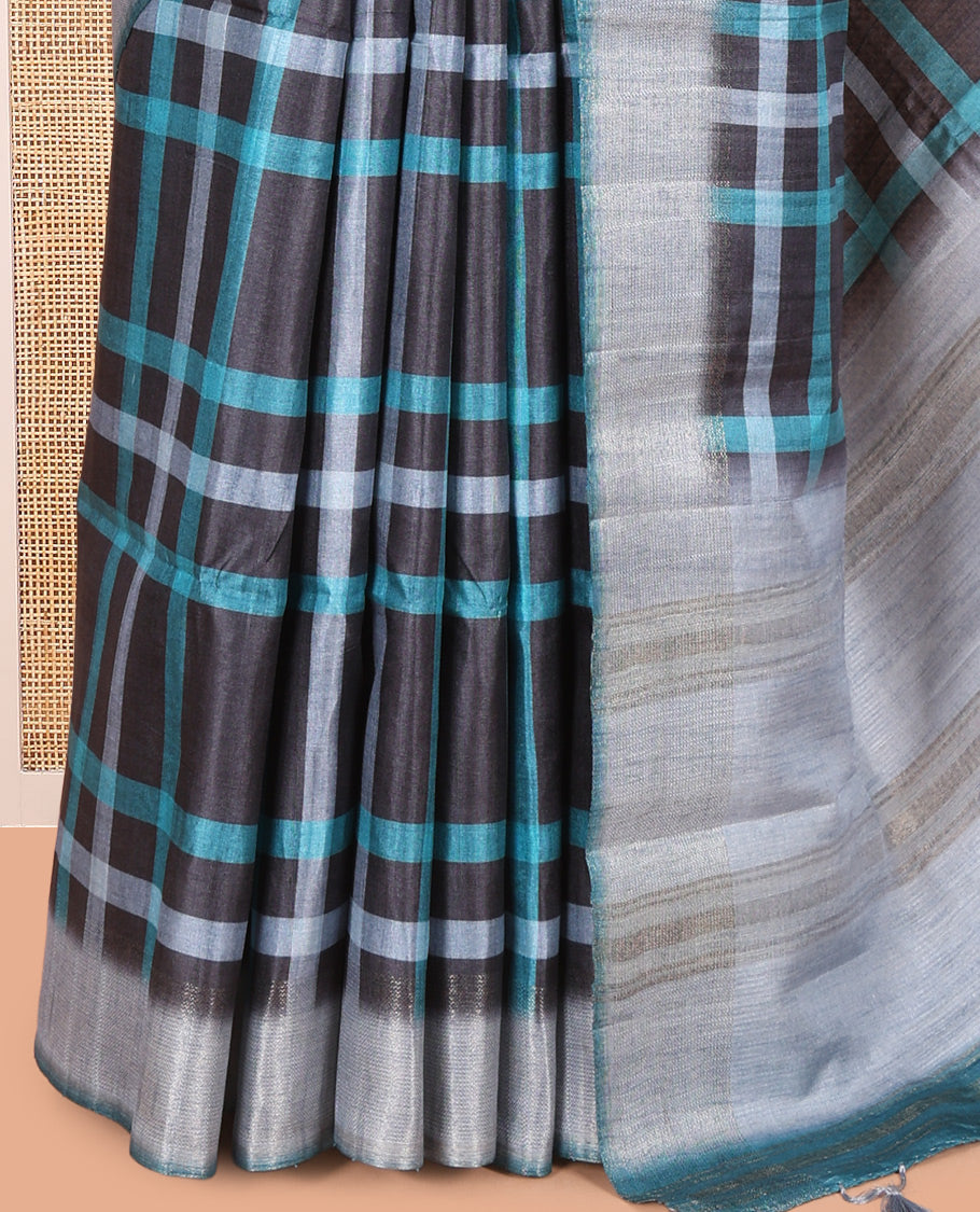 Peacock Blue Classic Fancy Tussar Silk Saree