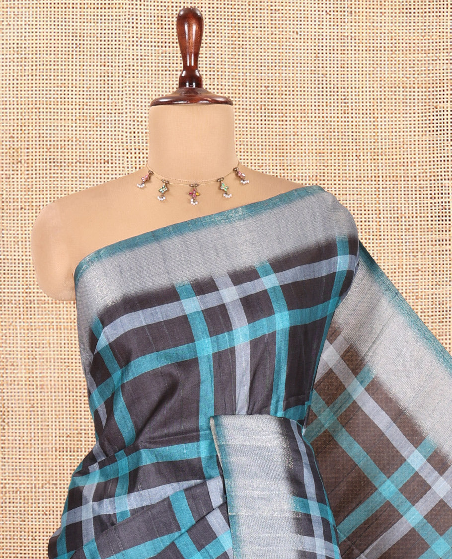 Peacock Blue Classic Fancy Tussar Silk Saree